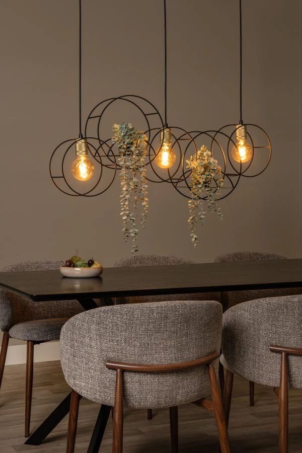 Lucide CIRCLE - Hanglamp - 3xE27 - Zwart - sfeer 1